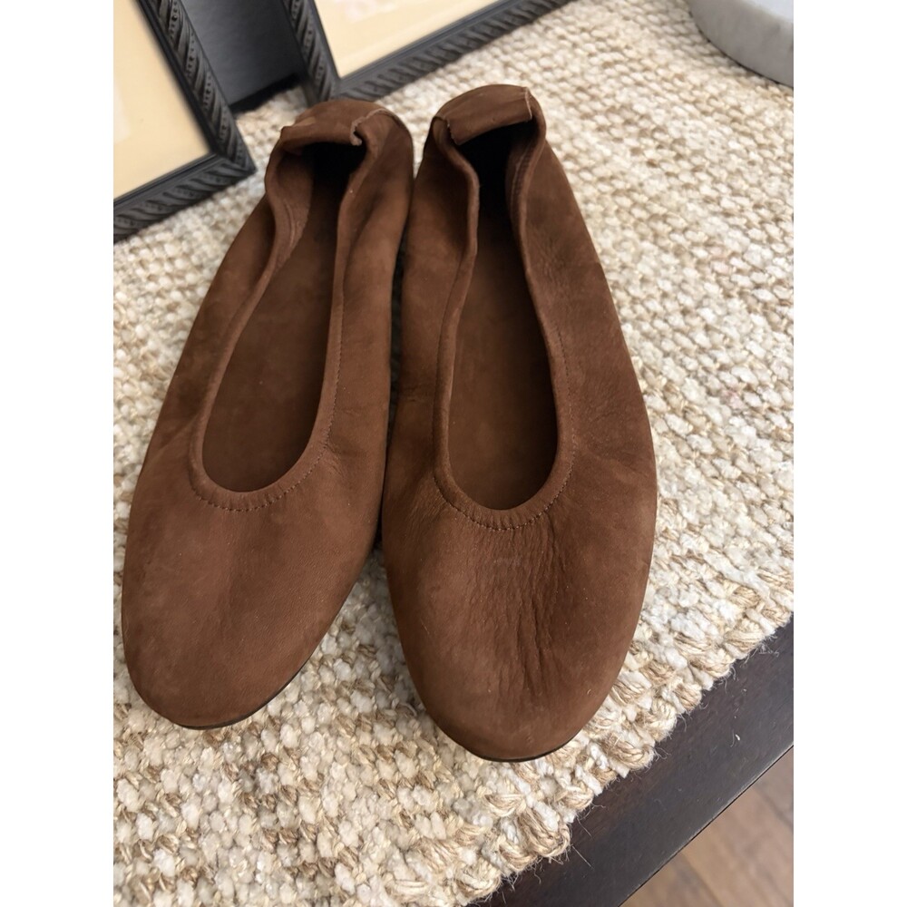ARCHE France WOMENS Chocolate Brown Ballet Flats SZ 38 Rubber Sole Quiet Luxury - Picture 3 of 5